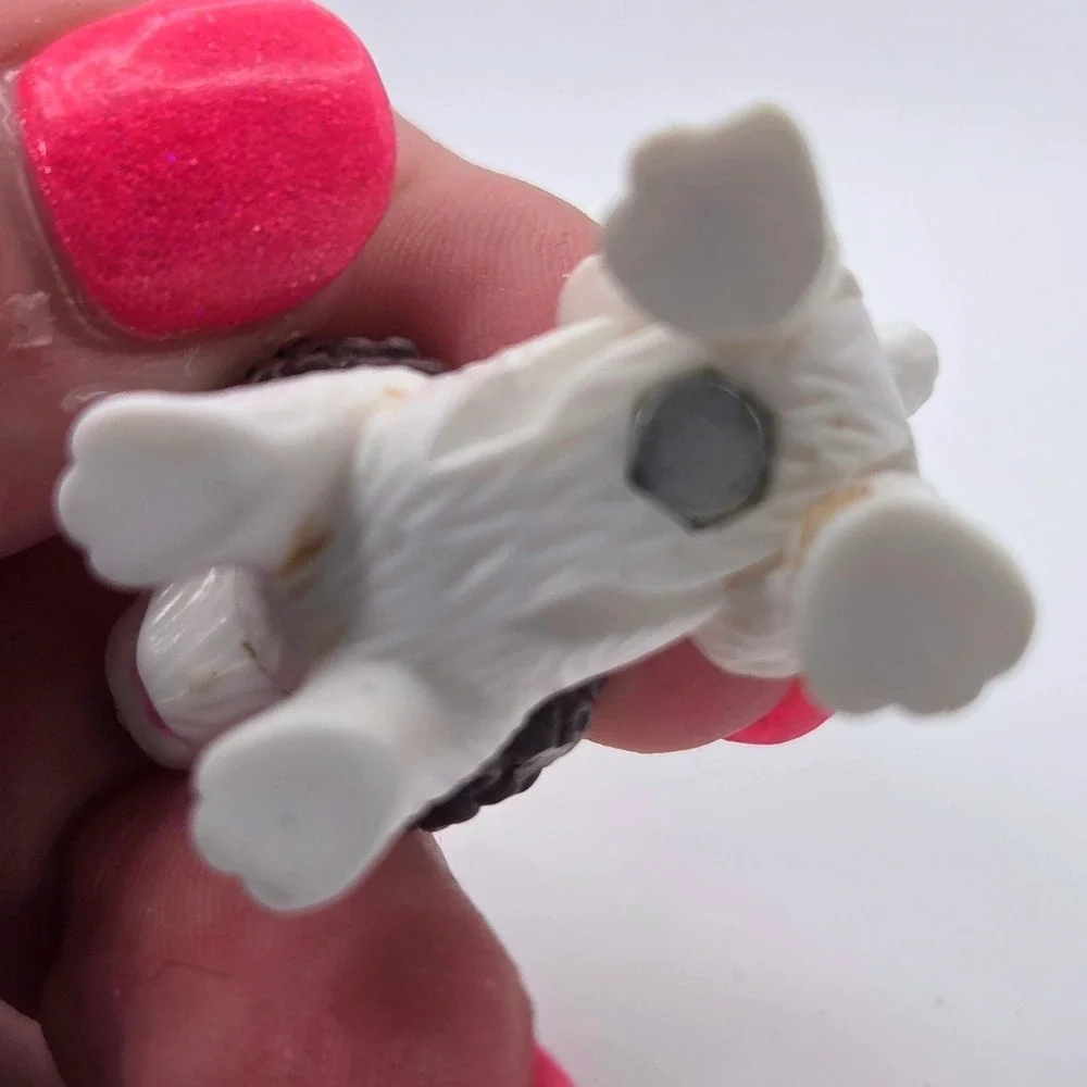 Vintage Dolly Pocket Magnetic White Spaniel Dog Figure Poseable Mini Pet